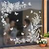 Supzone Bianco Adesivi Finestra Vetrofanie Farfalla Fiori Decorazioni Primavera e Estate, Decorazioni per Vetri Anti-Uccelli Adesivi Statici per Finestre