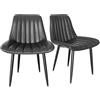 AnYu Furniture Sedia da cucina con schienale da 7 cm, tavolo da pranzo con cuscino da 5 cm, carico massimo 180 kg, pelle sintetica PU, adatta per sala da pranzo, cucina (2, Nero, Sovradimensionata)