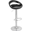 Baroni Home Sgabello Bar Girevole Altezza Regolabile, Seduta in Plastica e Schineale, Base Cromata, Poggiapiedi e Fondo Antigraffio, Sgabello Cucina e Penisola, 37x45x59-79 cm, Nero, 1 Pezzo