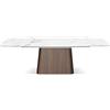 PAZZO DESIGN Tavolo Allungabile Teresa, Piano In Ceramica Bianco Statuario, Gambe Noce, Cucina, Soggiorno, Ceramica, 160 x 90 x h76 cm - id_2121