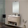 Inbagno Mobile Bagno sospeso 80 cm, Rovere Alaska Effetto Legno, cassetto e vano a Giorno, Completo di lavabo e Specchio, Serie Oasi (Mobile)