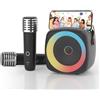 TANALAZ Karaoke per Bambini con 2 Microfono, Regalo Bambina 3-12 Anni Microfono Bluetooth Per Ragazzi e Ragazze, Portabile Macchina Karaoke con Design Supporto per Telefono, sistema PA per feste a casa(Nero)
