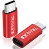 TRANLIKS 2-Piece USB C to Lightning Female Adapter è solo per la ricarica. (Non è compatibile audio cuffia e trasferimento dati)-Rosso