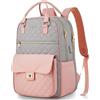 RJEU Zaino Università Donna,Zaino Scuola Ragazza,Zaino Porta PC 15,6 Pollici con Tasca Antifurto per Casual Lavoro Viaggio Ufficio,Impermeabile,Regali,Rosa+Grigio