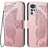 EASSGU Custodia per Motorola Moto G22 (6.5 Inches) Flip Folio Cover Magnetica per Telefono in Pelle con 3 Slot per Schede 1 Portafoglio, Case - Oro rosa
