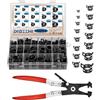 DIOZZHI Set di 166 fascette stringitubo con pinza piatta girevole, 6-25 mm, per tubi del carburante, tubo sottovuoto in silicone, morsetto in acciaio nero, clip ad aria a bassa pressione, ideale per il
