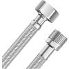 Yuanny Tubo flessibile 3/8 Femmina x 3/8 Maschio 100 cm, tubo di collegamento, tubo flessibile per rubinetto, valvola ad angolo, lavandino, cucina, bagno WC,Lavatrice，304 Acciaio Inossidabile