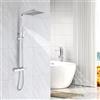 Stanew Colonna Doccia con Miscelatore Termostatico 38°STANEW, Colonna Doccia Bagno, Termostato con Miscelatore Regolabile in Altezza,Kit Doccia Quadrato con Fori a Muro Regolabile, Cromato