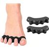 Toulifly Separatore per Dita, Separatore Dita dei Piedi in Silicone Divaricatore Dita Piedi, 2 Pezzi Set per il trattamento di dita a martello, Distanziatori Dita Piedi, distanziatore separadita, nero
