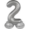 Folat 10532 Palloncini in alluminio Argento in piedi Numero 2 - Moonlight Silver - Satin Gloss - 72 cmper Feste di Compleanno Anniversario - Non è richiesto l'elio
