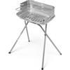 Ompagrill Barbecue a Carbonella Carbone da Esterno BBQ da Giardino 50x36x70 cm colore Silver - 40098 Aluminized