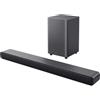 TCL Soundbar S55H a 2.1 canali Dolby Atmos, potenza massima di 220 W con sistema Dual Bass,supporto DTS Virtual X, HDMI eARC e Bluetooth 5.3, soundbar con subwoofer wireless, Home Theater, Serie 2024