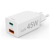 Hama 45 W Caricabatterie USB C rapido a 2 porte - Tecnologia GaN, certificato Power Delivery & Qualcomm® Quick Charge™ 3.0, piccolo e compatto - bianco