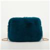 Mimi Mua BORSA A TRACOLLA PICCOLA EFFETTO PELLICCIA BLU OTTANIO