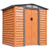 Easycomfort Casetta da Giardino in acciaio e PP con Prese d'Aria e Base, 197x163x178-200 cm, Marrone