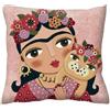 IL MAGGIOLINO Fodera Cuscino Ricamo 40X40, Stampa Frida, Lavabile In Lavatrice, Made In Italy