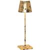 Zafferano, Lampada Poldina Pro, Lampada da Tavolo Ricaricabile e Senza Fili con Controllo Touch, Lampada da Interni, Dimmer, 2200-3000 K, Altezza 38 cm, Colore Nero - Foglia Oro Craquelé