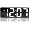 TSLBW Sveglia digitale, a LED con numeri grandi, 12/24HR, orologio da comodino con indicatore di temperatura e data, 2 allarmi, funzione snooze, luminosità regolabile, supporta batteria e cavo USB