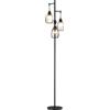 HOMCOM Lampada da terra stile industriale 40 W max. 3 paralumi in metallo filare luminosità regolabile - attacco E27 - nero