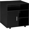 HOMCOM Mobile Porta Stampante con Ruote a Freno, Mobiletto per Stampante con Armadietto Anta Soft Close, 3 Scomparti Aperti, Ripiano Regolabile, Multiuso per Ufficio Studio, 60x50x65.5 cm, Nero | Aosom Italy