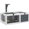 PawHut Casa per Tartarughe di Terra con 2 Coperchi Apribili e 2 Spazi, in Legno di Abete, Grigio | Aosom Italy