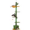 PawHut Albero per gatti, altezza 275cm, 6 livelli per gatti domestici, da terra a soffitto, con piattaforme, cuccia, amaca, verde