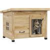 PawHut Casa per gatti cuccia esterna in legno rialzata con tetto in asfalto, finestra, 57 x 45 x 43 cm giallo