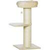 PawHut Tiragraffi per Gatti Alto 105 cm con Palo Graffiato in Sisal, Cestino, Pallina Sospesa, in Peluche, Beige | Aosom Italy