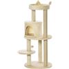 PawHut Albero giochi multi-accessori tiragraffi grattatoi piattaforme cuccia gioco palla sospesa Ø 48 x 104H cm crema