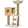 PawHut Albero per gatti albero da arrampicata tiragraffi per gatti altezza 100,5 cm centro di attività pali avvolti in corda