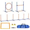 PawHut Set Agility Dog con Anello e Barra per Salto, Paletti Slalom, Fischietto, Palline e Borsa, Arancione | Aosom Italy