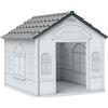 PawHut Casetta per Cani in PP Impermeabile con Tetto Inclinato e Porta di Ingresso, 65x75.7x63 cm, Grigio | Aosom Italy