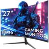 CRUA Monitor Gaming Curvo 27 Pollici 180 Hz/200 Hz, FHD 1080P 1800R Monitor PC,