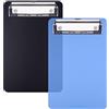 Wisdompro Portablocco Plastica 2 pezzi, Cartellina Rigida con Pinza 12 x 18.5 cm, Porta Blocco Appunti per Notebook, Ricevuta, Elenco, Questioni Importanti (Nero, Blu)