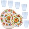 Namai Casa Servizio Piatti Sunflower 18 Pezzi + 6 Bicchieri Acqua - Stile Mediterraneo e Gioia a Tavola