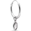 SINGULARU - Orecchino Singolo Cerchio Marquesa Simple. Argento Sterling con Placcatura in Rodio e Zircone. Gioielli da Donna