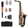 summina Sassofono Eb Alto Sax in ottone laccato oro 82Z Key con guanti imbottiti per la pulizia della spazzola e cinghia per sassofono