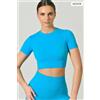 Risalti Maglietta Crop Sportiva Manica Corta con dettagli a Costine in Microfibra Seamless, Linea Ilena Limited Edition