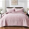 Qucover Copriletto Matrimoniale in Cotone Rosa Con Motivo a Foglie - Trapuntato Extra Morbido 230x250cm per Primavera, Estate, Autunno e Inverno