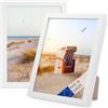PHOTOLINI Cornici 15x20 cm legno bianco, Made in EU, set di 2 cornici in vero legno, plexiglass infrangibile, da parete o da tavolo, accessori extra - per le vostre foto e immagini preferite