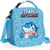 Clastyle Borsa Termica Porta Pranzo Bambini Scuola Mostri Borsa Frigo Piccola Ragazzi Portatile,Squalo Blu