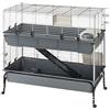 Ferplast Gabbia per Conigli RABBIT 120 DOUBLE, Lato Frontale Apribile, Supporto e Accessori Inclusi