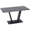 DecHome Tavolo da Pranzo 4-6 persone con Piano Effetto Marmo e Base in Acciaio 140x80x76cm colore Nero