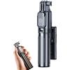 Liakyunf Bastone per selfie tascabile, compatto, supporto per telefono, treppiede portatile con telecomando wireless, per sport all'aria aperta, foto di gruppo, corsa, live streaming, action camera