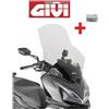 GIVI PARABREZZA COMPLETO KIT MONTAGGIO 78,5x59 KYMCO Downtown 350 GT 2024 2025 GIVI