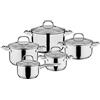 GSW Set di pentole Trentino, 10 Pezzi, Acciaio Inossidabile, Vetro, Argento