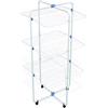 Vileda Gimi Vip 3 Stendibiancheria da Pavimento, Stendino a Torre, Verticale, 3 Ripiani, Spazio di Stenditura 30 m, con Ruote, Acciaio, 71 x 71 x 131 cm