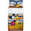 hermet Set Lenzuolo Copriletto Singolo Mickey 100% Cotone, Completo Letto Copriletto, Lenzuolo da Sopra con Ribaltina + Lenzuolo da Sotto con Angoli + Federa
