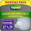 Depend Comfort-Protect Slip Assorbenti Uomo, Assorbenti e Traspiranti, Protezione Totale, Taglia L/XL, 27 Slip