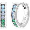 Engelsrufer Orecchini a cerchio da donna in argento sterling con zirconi multicolori, chiusura a clip, senza nichel, 13mm, Argento sterling, Zirconia cubica